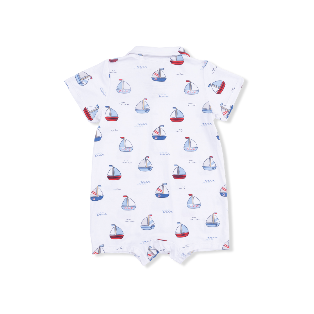 Bubbly Sailboats Blue - Polo Shortie