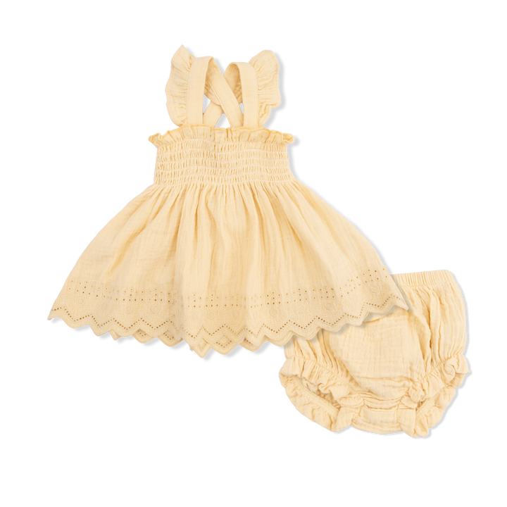 Solid Muslin Italian Straw - Smocked Top W/ Bloomer