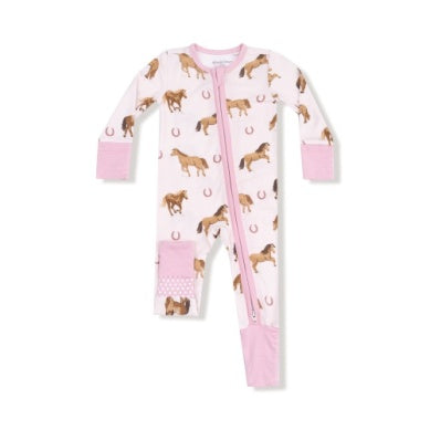 Horses Pink 2 Way Zipper Romper