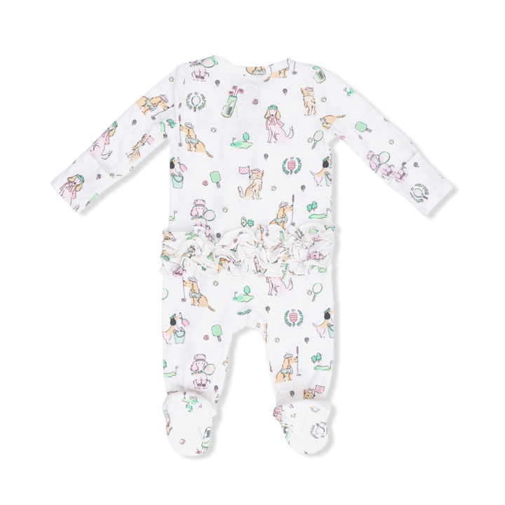 Country Club Dogs Pink - 2 Way Ruffle Back Zipper Footie