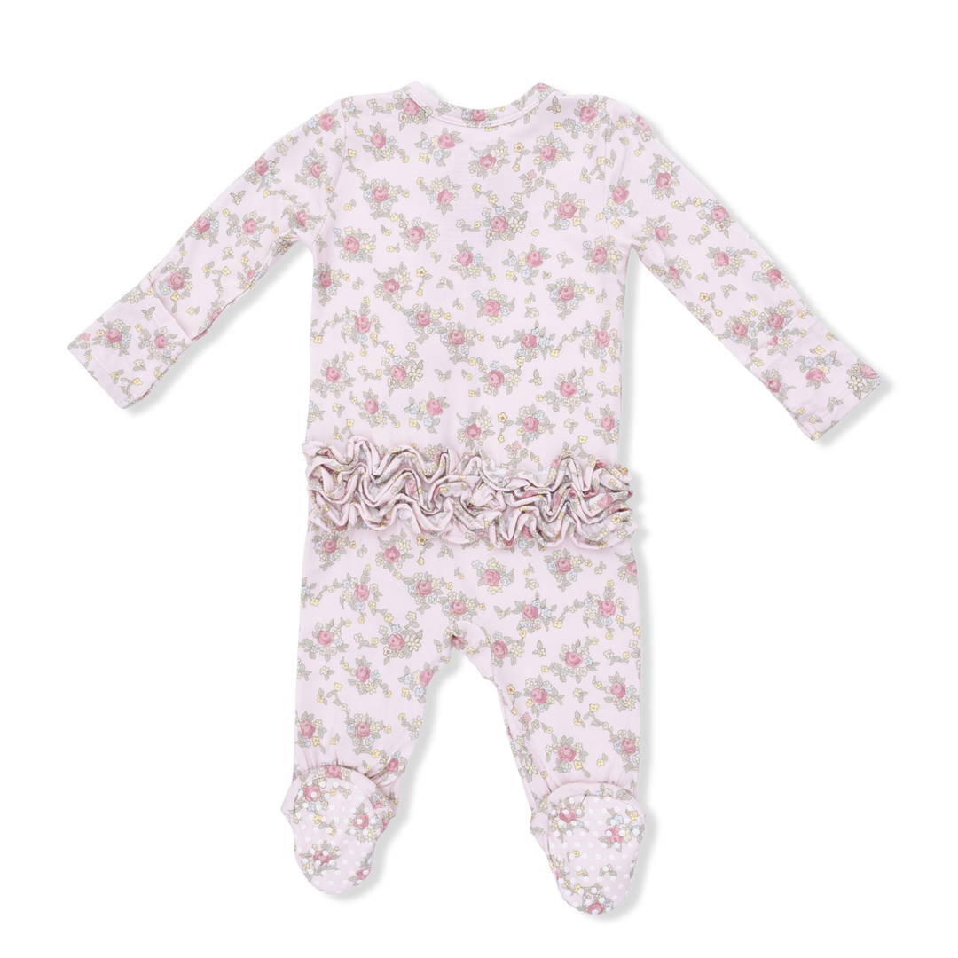 Edith's Rose Garden - 2 Way Ruffle Back Zipper Footie