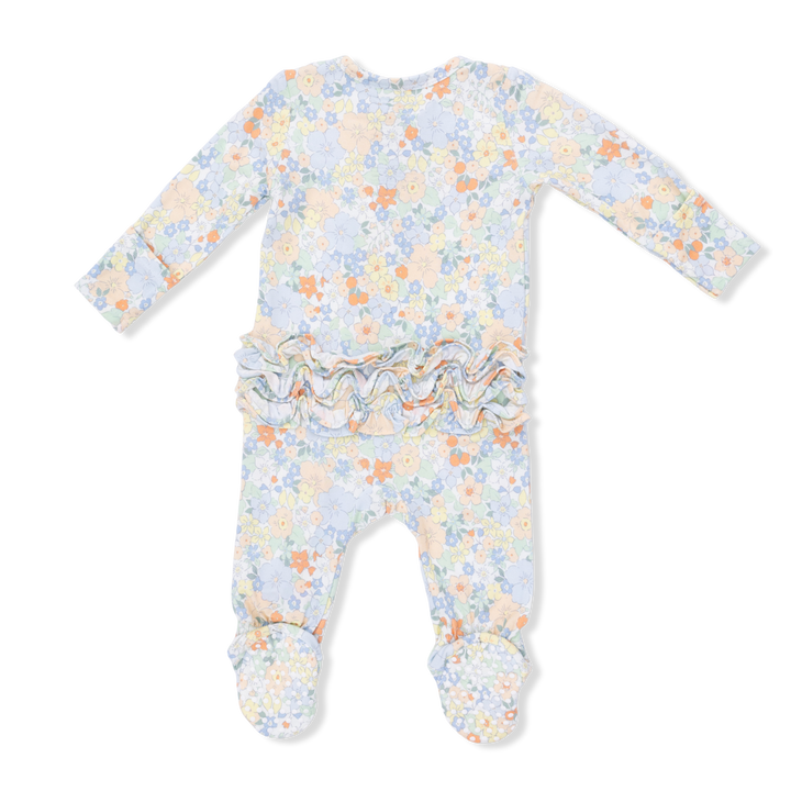 Georgia Floral - 2 Way Ruffle Back Zipper Footie