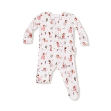 Cowgirl Dogs 2 Way Zipper Ruffle Footie