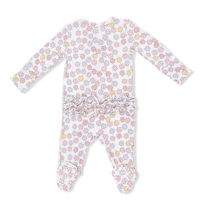 Sarah Floral - 2 Way Ruffle Back Zipper Footie