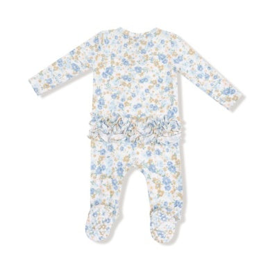 Sweet Rose Calico 2 Way Zipper Ruffle Footie