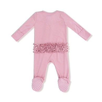 Basics Cameo Bamboo 2 Way Zipper Ruffle Footie