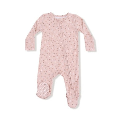 Carrie Floral Pink Bamboo 2 Way Zipper Footie