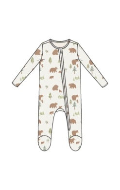 Sweet Brown Bears 2 Way Zipper Footie
