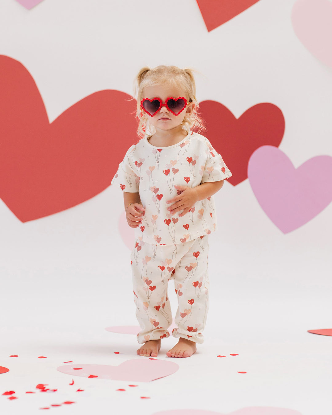 Jersey Tee + Pant Set - Heart Balloons