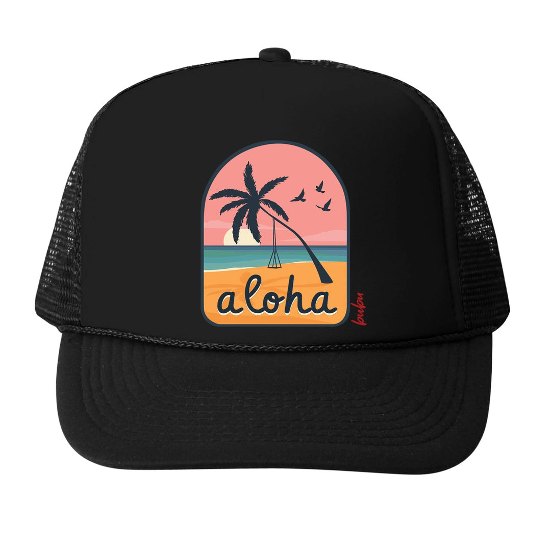 Aloha Swing Trucker Hat all black