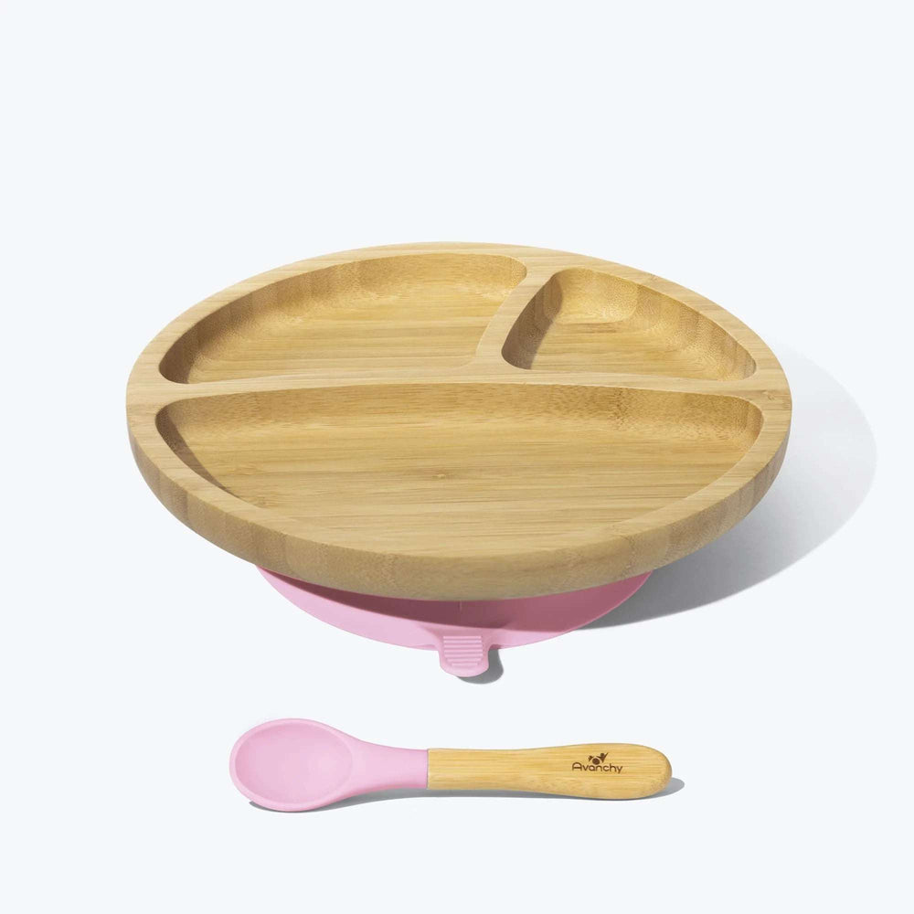 Bamboo Toddler Suction Plate + Spoon Avanchy Pink   [variant_option4] [variant_option5] [variant_option6] [variant_option7] [variant_option8] [variant_option9] 2