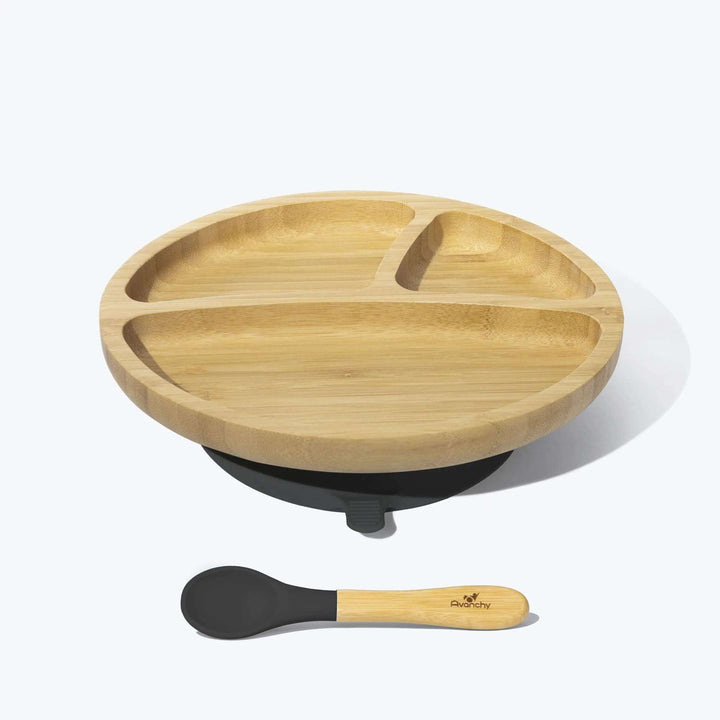 Bamboo Toddler Suction Plate + Spoon Avanchy Black   [variant_option4] [variant_option5] [variant_option6] [variant_option7] [variant_option8] [variant_option9] 3