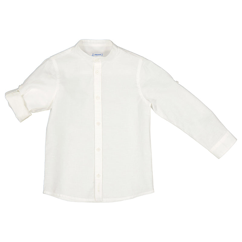 L/S White Mao Linen Shirt 3167