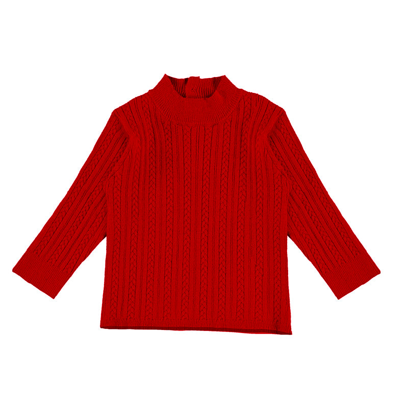 Red Knit Mockneck Sweater