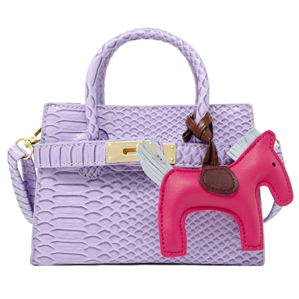 Lavender Patent Crocodile Pony Handbag
