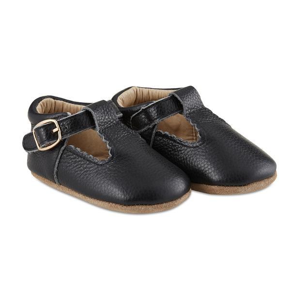 Black Soft-Soled Leather Mary Janes
